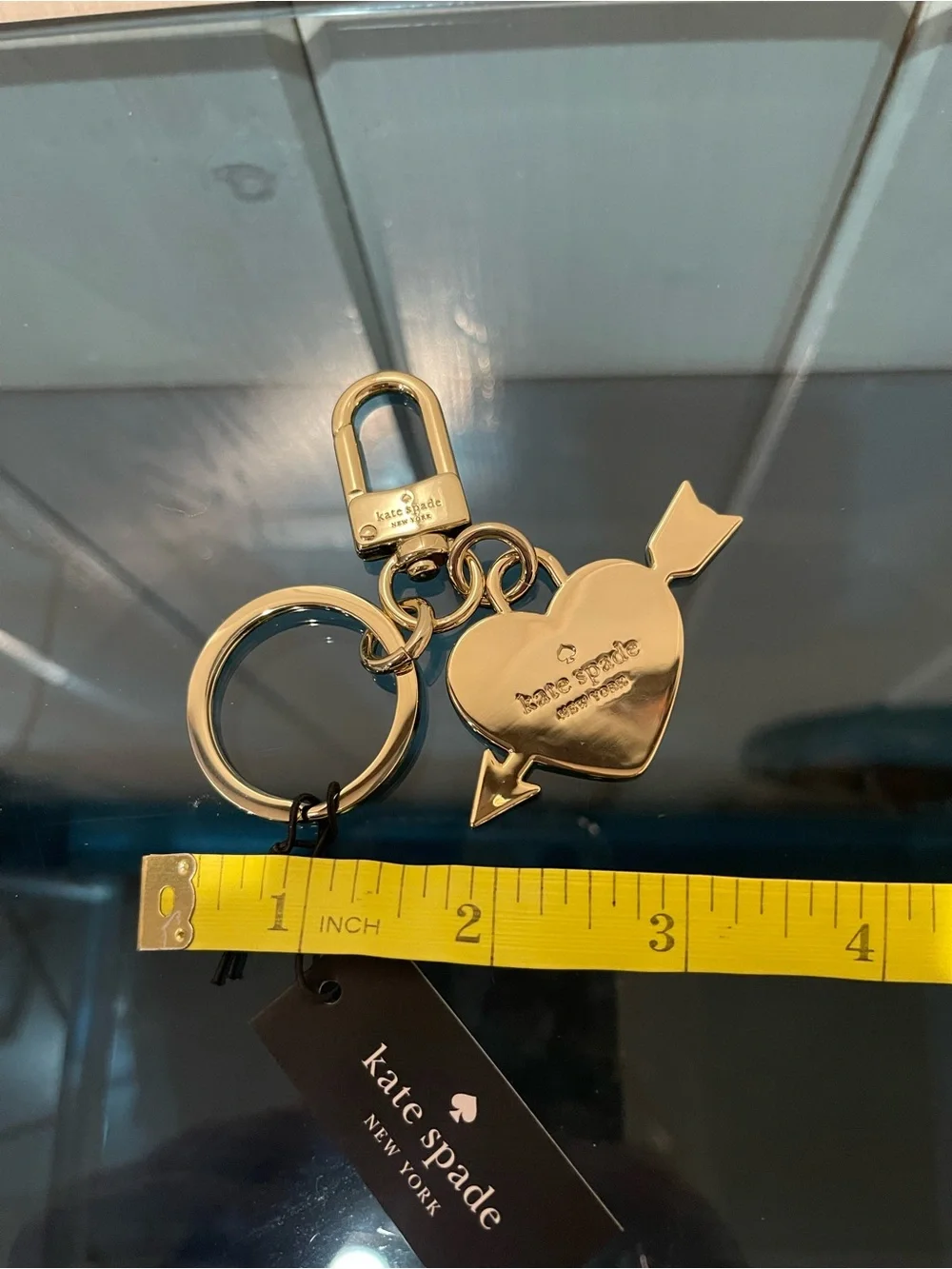 $129 Kate Spade ♠️ Love Shack Bag Charm Gold-Tone Red Heart Arrow Key Ring NWT